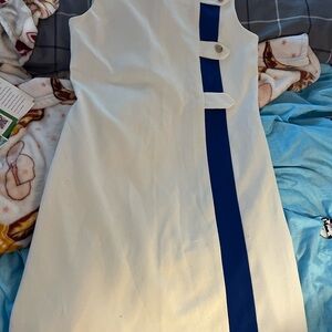 Elegant White and Blue Dress